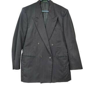 Hunting Horn Size 40 Wool Blend Pinstripe Double Breasted Suit Jacket Blazer